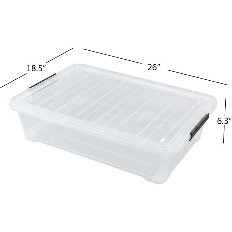 Hommp 5 Liter Clear Storage Box, 4-Pack Plastic Latching Box with Lid