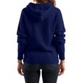 thumbnail image 4 of Women's Hooded Sweater Twist Front Argyle Knit Long Sleeve Pullover (Dark Blue, One Size), 4 of 4