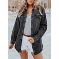 thumbnail image 3 of Hirigin 2025 Jean Jackets for Women Fashion Denim Jacket Western Oversized Shacket Jacket Button Up with Pockets, 3 of 6