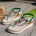 thumbnail image 4 of Dakaela Women's Wedge Sandals 2026 Open Toe Platform Espadrille Flip Flops Elastic Ankle Strap Casual Bohemian Beach Thong Walking Shoes Size 6-10 Green, 4 of 6