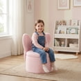 thumbnail image 2 of Guyou Cute Kids Storage Stool, Upholstered Kids Reading Chair with Butterfly Shaped Back, Faux Fur Toddler Chair with Storage for Playroom Kindergarten Bedroom, Pink, 2 of 9