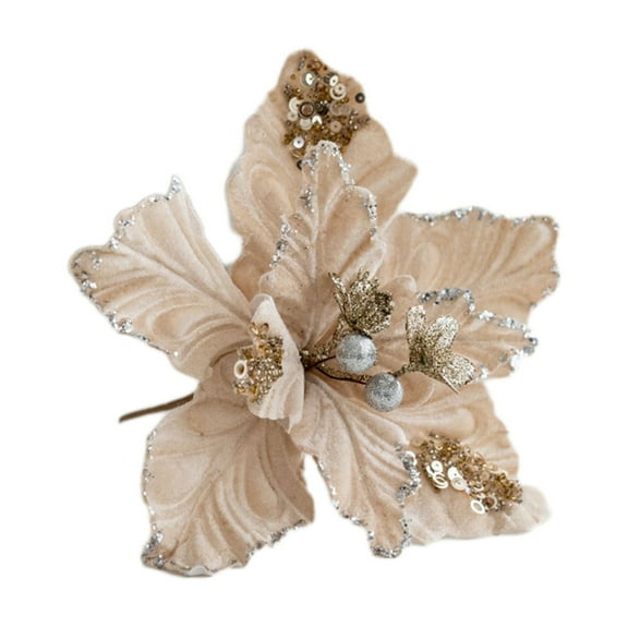 Uutvmp Glitter Poinsettia Christmas Ornaments, Christmas Tree Flowers, Flowers for Christmas Tree Decorations, Christmas Tree Flower Decorations for Home Holiday Gift