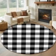 thumbnail image 3 of 6ft Washable Round Rug, Black Plaid Non-Slip Circle Area Rug for Living Room Bedroom, Black Gradient Indoor Floor Mat for Home Decor, 3 of 9