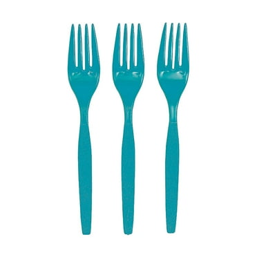 Turquoise Plastic Forks (50Pc) - Party Supplies - 50 Pieces
