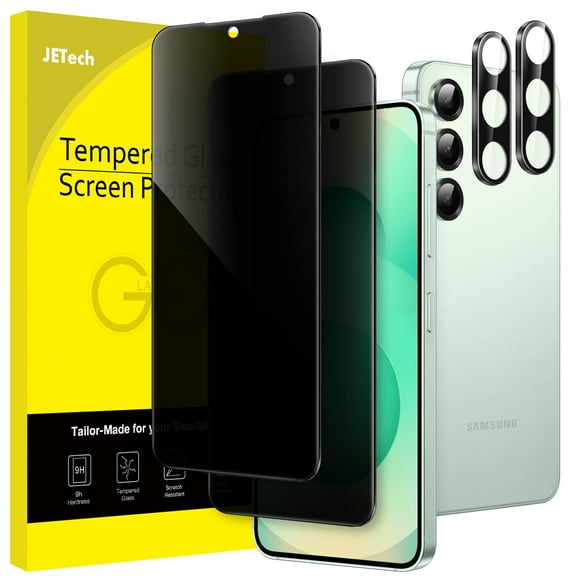 JETech Privacy Screen Protector for Samsung Galaxy S25  / S25 Plus 5G with Camera Lens Protector, Anti-Spy Tempered Glass Film, Fingerprint ID Compatible, 2-Pack Each
