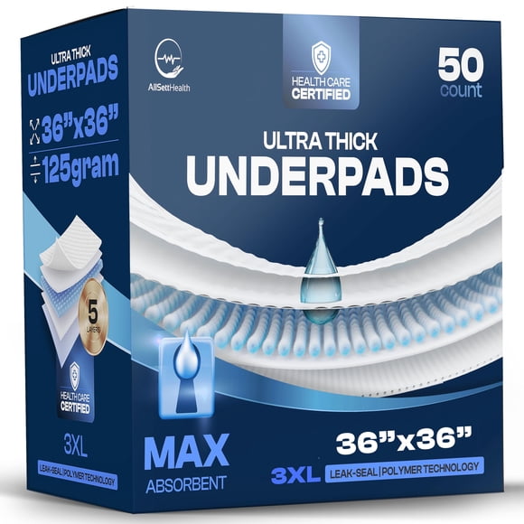 Almohadillas desechables para incontinencia AllSett Health, paquete de 50