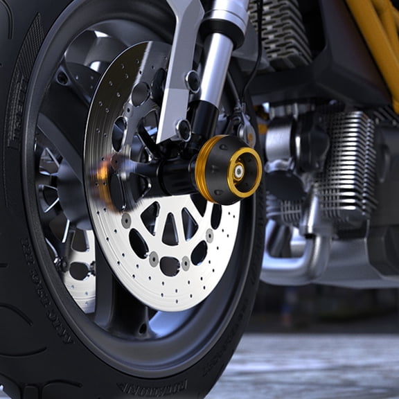 FONDOTIN 2Pcs Motorcycle Anti Collision Cap Alloy Wheel Protection Accessory Golden Color