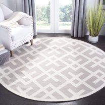 Safavieh Dhurries Brianna Geometric Area Rug, Gray/Ivory, 6' x 6' Round