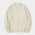 thumbnail image 2 of Mens Oversized V-Neck Sweatshirt Long Sleeve Solid Color Loose Sweaters Fashion Fall Casual Pullover Top for Men (Beige L), 2 of 6