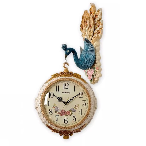 Reloj de pared de doble cara, reloj de pared decorativo for la entrada de la sala de estar, reloj de cuarzo silencioso, reloj, reloj de pared grande