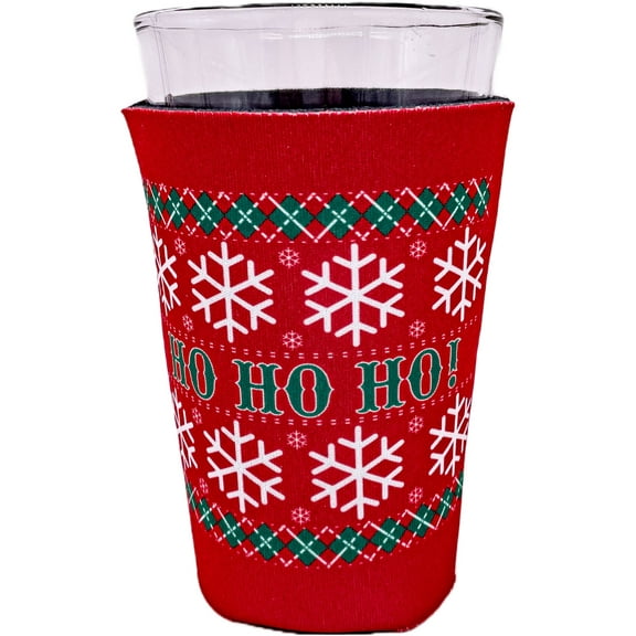 Christmas Ho Ho Ho Pattern Pint Glass Coolie