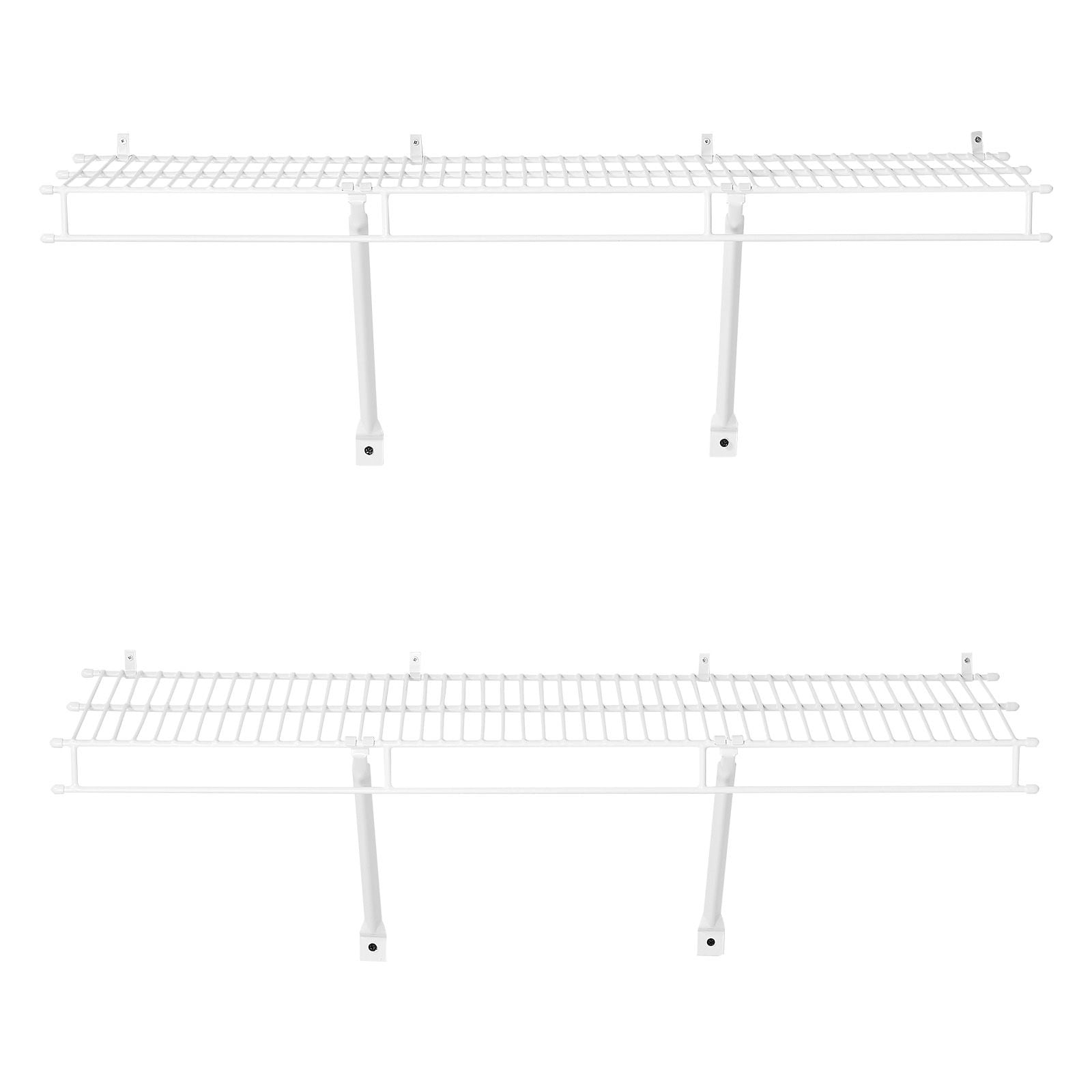 Wire Shelf Kit, 3 ft, Set of 2, Wall Mounted Wire Shelves, Heavy-Duty Carbon Steel Hanging Shelf, Floating Wall Storage Shelves with Dip Coating, for Closet, Bedroom, Living Room, Office, Pantry