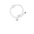 thumbnail image 2 of Delight Jewelry Silvertone Small 2-D Puffy Heart - Silvertone Leaf Delicate Bracelet, 6.25+1.75", 2 of 4