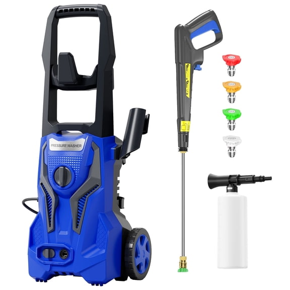 Power Washers Electric Powered - 4800PSImax 3.2GPM High Pressure Washer Car Cleaning Machine with Adjustable Spray Nozzle and Foam Cannon for Home Driveway Patio Deck, Blue