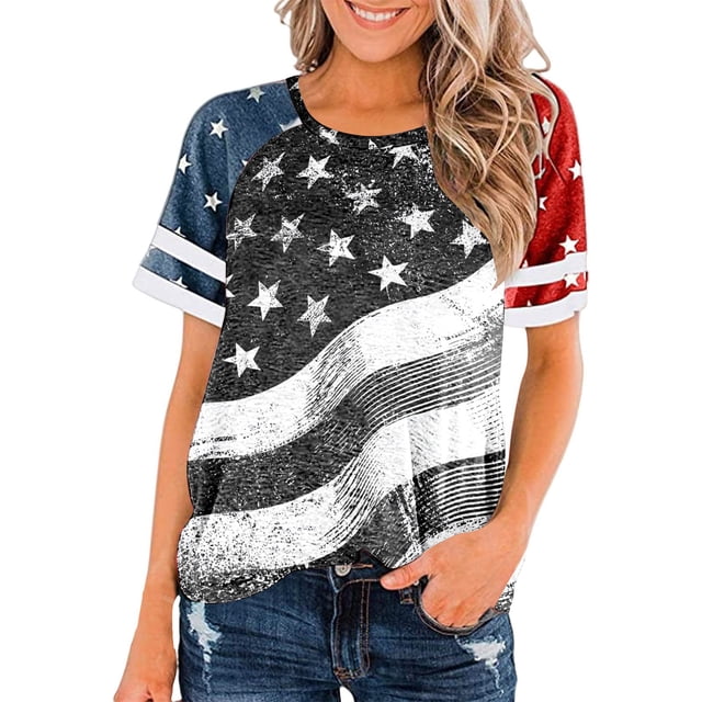 WZXFASHION Hauts pour Femmes Mode Manches 3/4 Col Rond Chemises Décontractées Tendance Blouses Imprimées Plissées devant T-Shirts Articles en Liquidation T-shirt à Manches Courtes pour Femmes