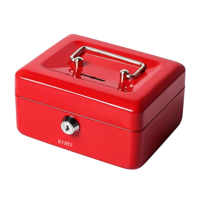 Pequeña Caja De Seguridad Con Cerradura Y Ranuras Alcancía De Monedas Y Otros Objetos De Valor Rojo
