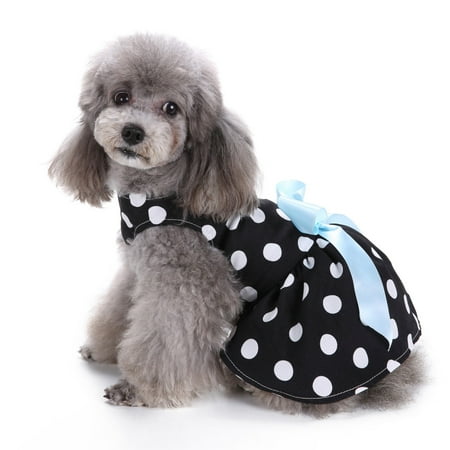 - Cute Polka Dot Ribbon Dog Dress Dog Clothes Cozy Dog Shirt Pet Dress