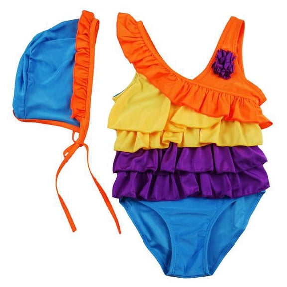 Wenchoice Rainbow Swimming Suit With CapÃÂ  Girls L(4-6 Years)