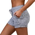 thumbnail image 1 of Pantalones cortos de cintura ajustada con lazo, elásticos, color puro, cómodos pantalones de yoga para deportes, 1 of 6