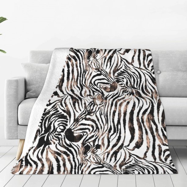 Balery Leopard And Zebra Manta de Felpa Suave y Acogedora – Cobija de Franela Aterciopelada para Cama, Lavable y Cálida para Sofá, Mascotas, Transpirable-50"x40"