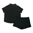thumbnail image 2 of GAP Women's 2-Piece Short Sleeve Notch Collar Top & Short Sleep Set (True Black, XL), 2 of 2
