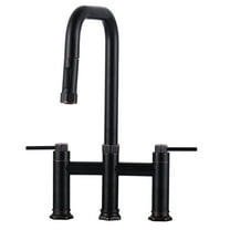 3 Holes Double Handle Bridge Kitchen Faucet with Pull Down Sprayer and Supply Lines