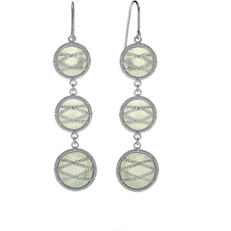 5th & Main Sterling Silver Hand-Wrapped Triple Round Chalcedony Stone Earrings
