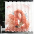 thumbnail image 4 of Ambesonne Flamingo Shower Curtain, Exotic Bird Watercolor, 69"Wx84"L, Orange White, 4 of 5