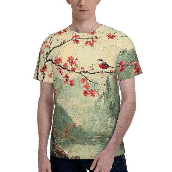 Men's 3D Graphic T-Shirts Short Sleeve Crewneck Tee, Ancient Chinese Chinoiserie