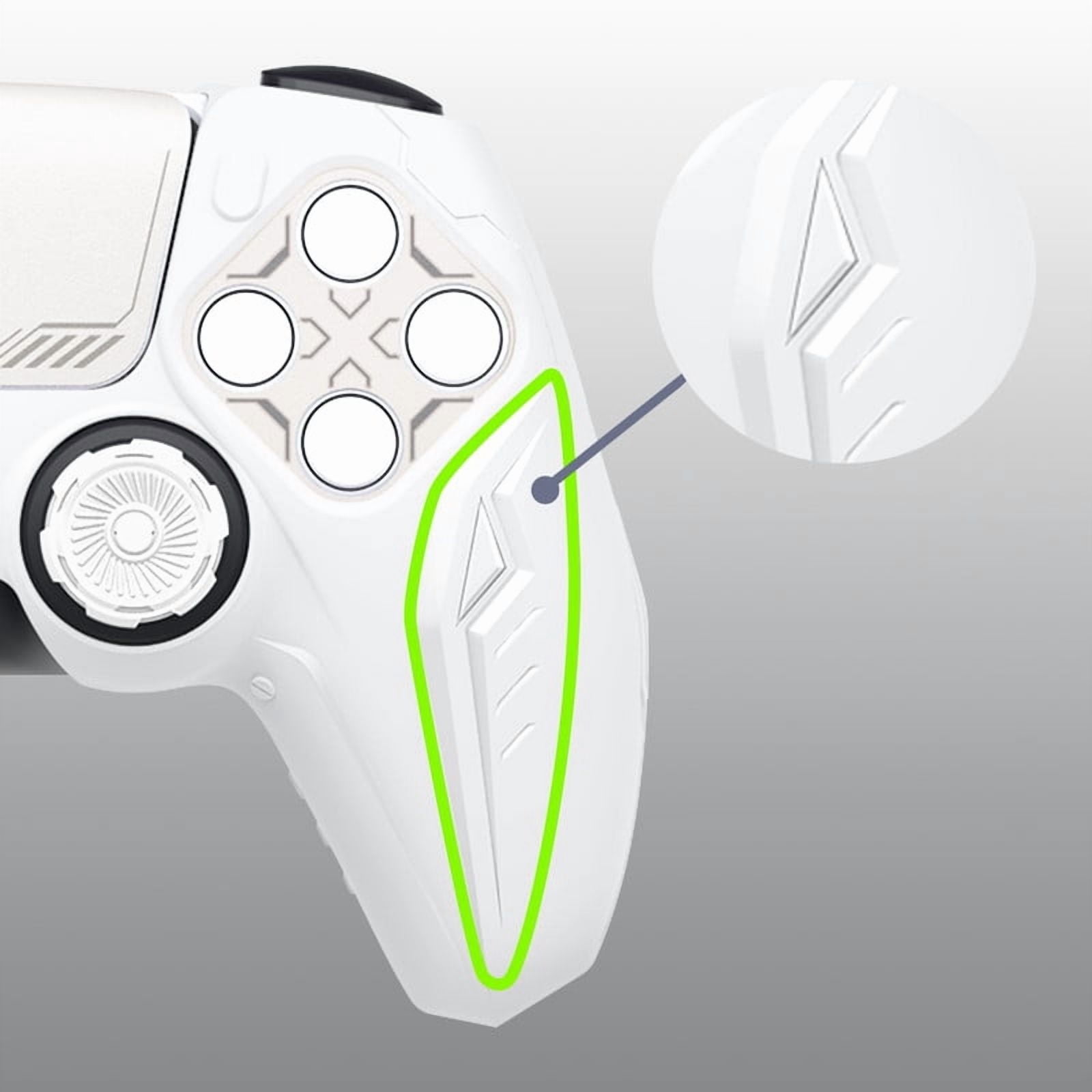 PlayVital 2 Set Silicone Case for ps5 Controller - Anti-Slip Premium Silicone Material|Futuristic CyberMech Design|Compatible with ps5 Official Charging Dock - White