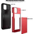 thumbnail image 3 of iPhone 11 Case with Card Holder Heavy Duty Protective Dual Layer Shockproof Hidden Card Slot Slim Wallet Case for iPhone 11 for Men&Women(Red), 3 of 13