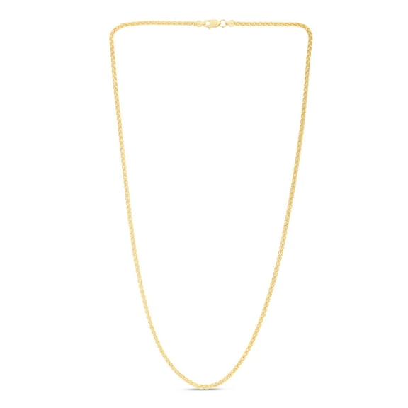 JewelStop 14K Yellow Gold 30in 2.1mm Round Wheat Chain with Lobster Clasp