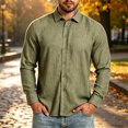 thumbnail image 2 of Zivyakyro Button down Shirts for Men Big and Tall Striped Golf Fall Long Sleeve Collared Shirt Casual Khaki 2XL, 2 of 8