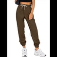 thumbnail image 2 of Pantalones Deportivos Holgados para Mujer, de Otoño, para Entrenamiento, de Cintura Alta, Cómodos y Deportivos. Marrón Oscuro S, 2 of 7