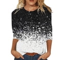 thumbnail image 1 of nsendm Shirts for Women Plus Size Womens Casual Fashion Printing Crew Neck Three Quarter Sleeve TShirt Blouse Tops F L, 1 of 5