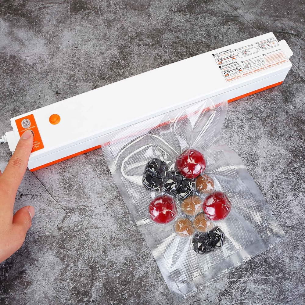 Hassch Vacuum Sealer Machine for Food Preservation and Freshness Storage, Compact Automatic Vacuum Sealing Machine with 10 Vacuum Bags for Dry Moist Food, White