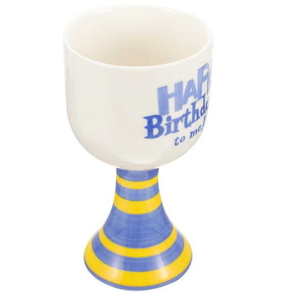 FRCOLOR Happy Birthday Ceramic Cup for Storage Blue Drink Mug Exquisite Gift for Friends 12 oz