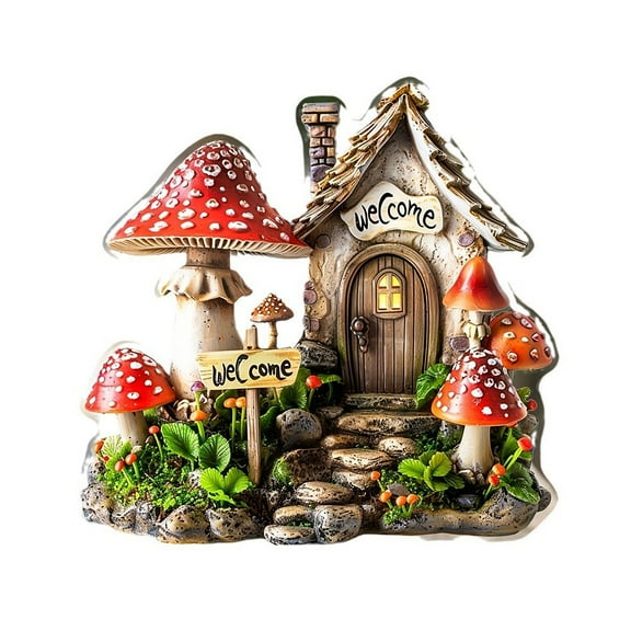 Bohemian style Acrylic Mushroom House Display Decorations for Home Office Desktop Decoration Colorful 200mm