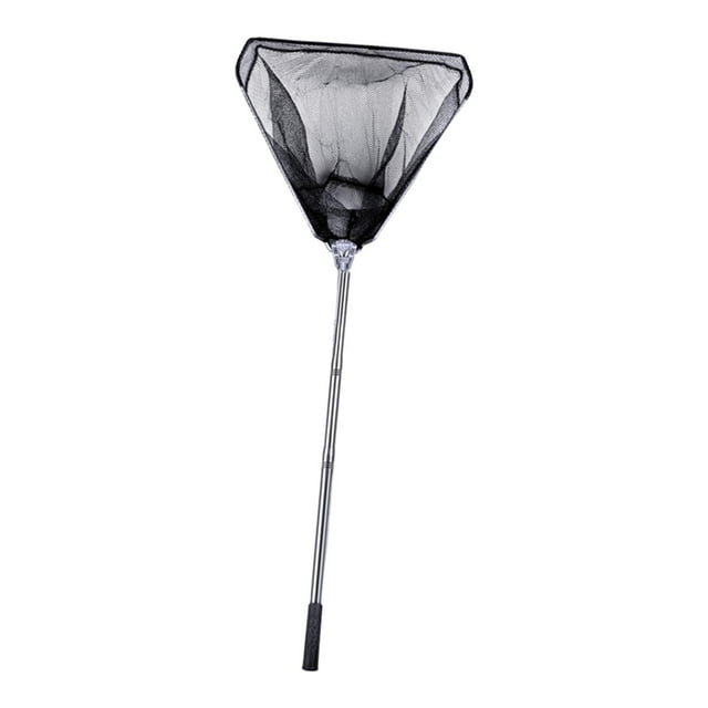 tamizeot Stainless Steel Fishing Landing Net Telescopic Rod Handle Lightweight Durable Mesh Net Practical And Portable For Bass Black 1.8m