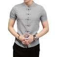 thumbnail image 1 of Camisa Hombre Cuello Mao Color Sólido Manga Corta -bruce Lee, 1 of 5
