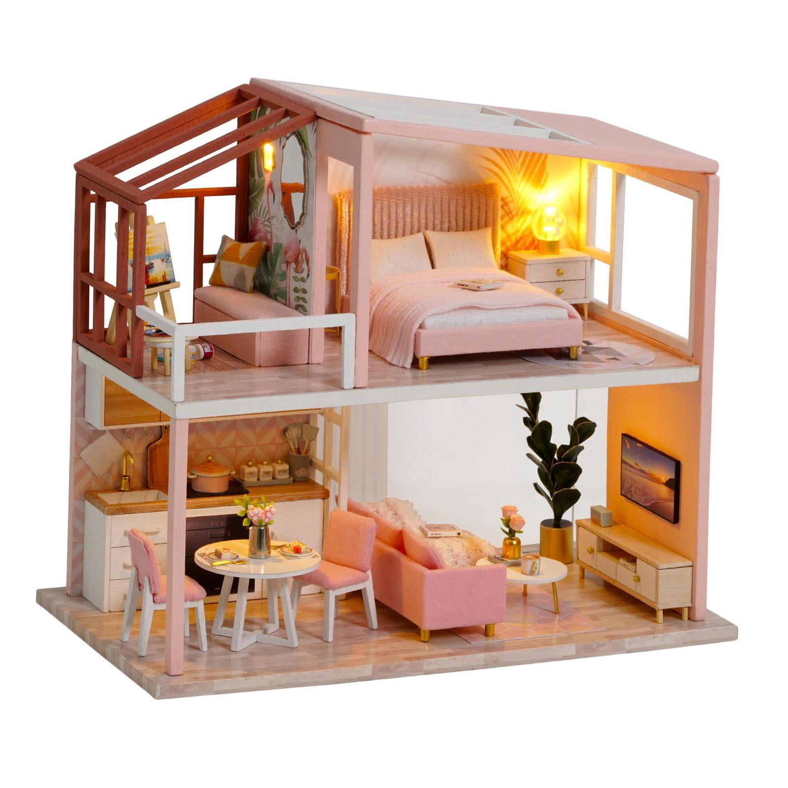 1/24 DIY Doll House Wooden Doll Houses Miniature Dollhouse Furniture Kit Toys 