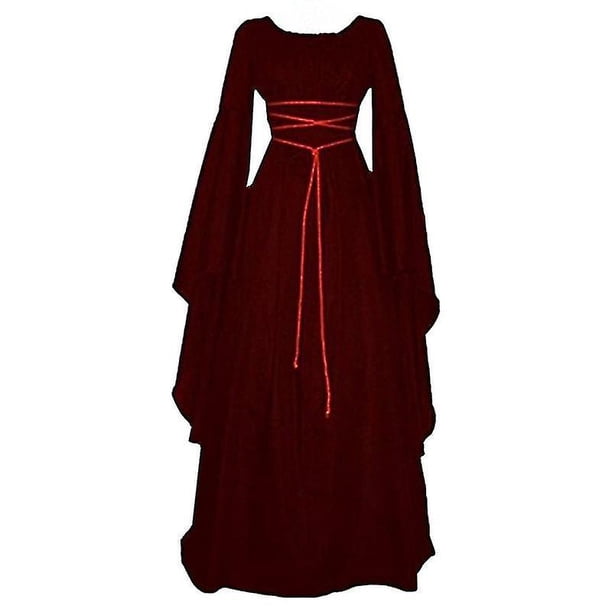 Mujeres Halloween renacimiento Medieval Maxi vestido gótico Cosplay disfraz