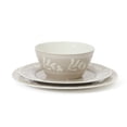 thumbnail image 6 of Martha Stewart Maiden Crown 12-Piece Taupe Dinnerware Set – Vegan Bone China Ceramic Plates & Bowls – Floral Design – Service for 4, 6 of 10