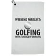 thumbnail image 1 of Golfing With a Chance of Drinking Funny Golfer Golf Towel with Carabiner Clip, 1 of 5