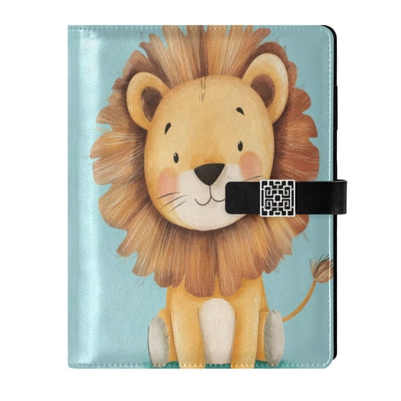 Leather Planner Leather Notebook Notebook Journal Binder Design Pen Pocket Design Convenient for Storage Cute Smiling Lion Pattern