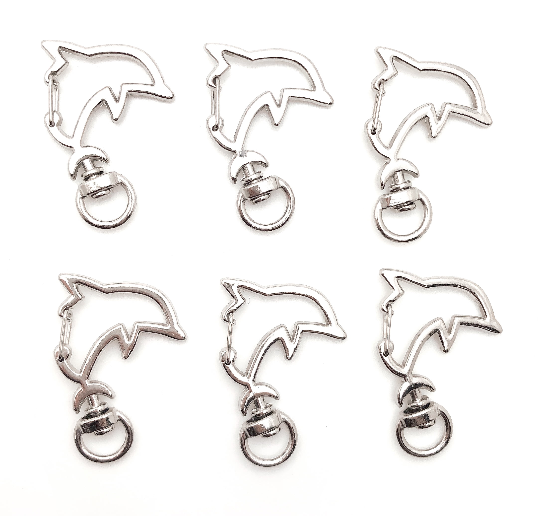 Pack of 100 Metal Dolphin Shaped Spring Snap Keychain Clip Hanging Buckle Key Ring DIY Craft Key Chains Accessories