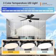 thumbnail image 5 of 52 Inch Black Flush Mount Ceiling Fan with Dimmable LED Light, Remote/APP Control, Reversible DC Motor, 6 Speeds, Low Profile, Energy Efficient for Modern Indoor & Outdoor Patios - CHESUR, 5 of 13
