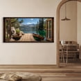 thumbnail image 6 of Lake Boat Window Canvas Wall Art - Nature Scenery Coastal Pictures Landscape Canvas Prints, Horizontal Modern Painting Artwork for Living Room Bedroom, 6 of 7