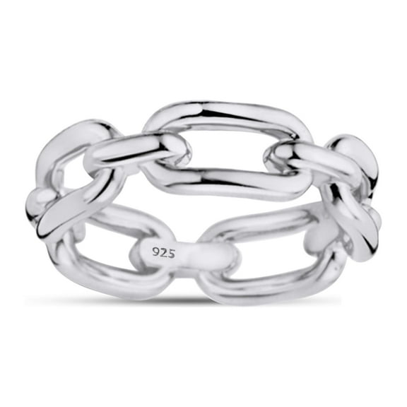 AFFY Chain Linked Design Wedding Eternity Band Rings Gift For Jewelry In 14K Gold Over Sterling Silver