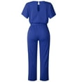 thumbnail image 6 of UPPADA Womens Casual Romper Loose Short Batwing Sleeve Belted Wide Leg Pant Jumpsuits with Belt Blue,M, 6 of 7